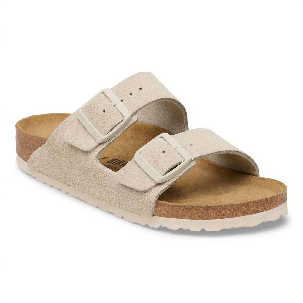 NEW BIRKENSTOCK women's arizona suede leather sandal in oyster - Picture 8 of 8